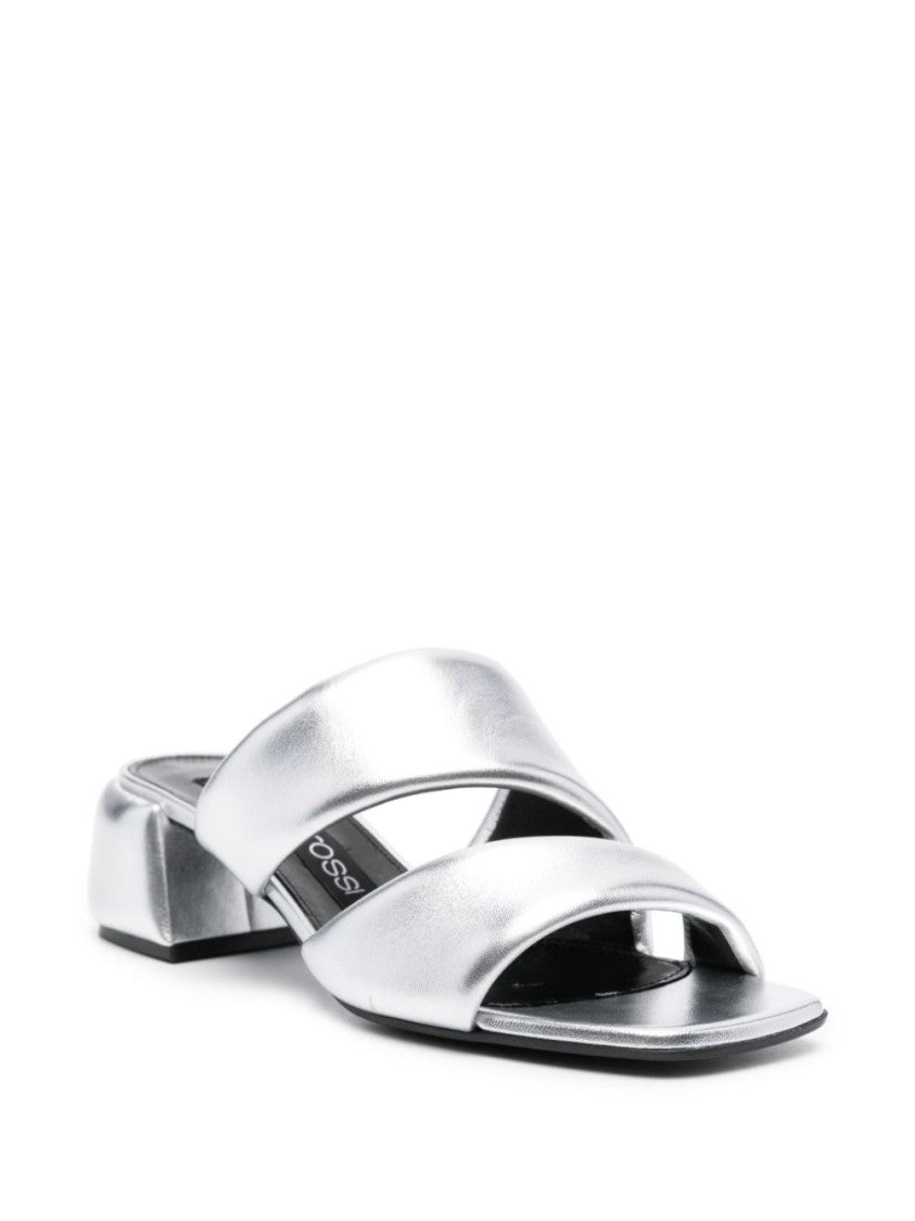 Sergio Rossi Padded Silver Calf Leather Sandals