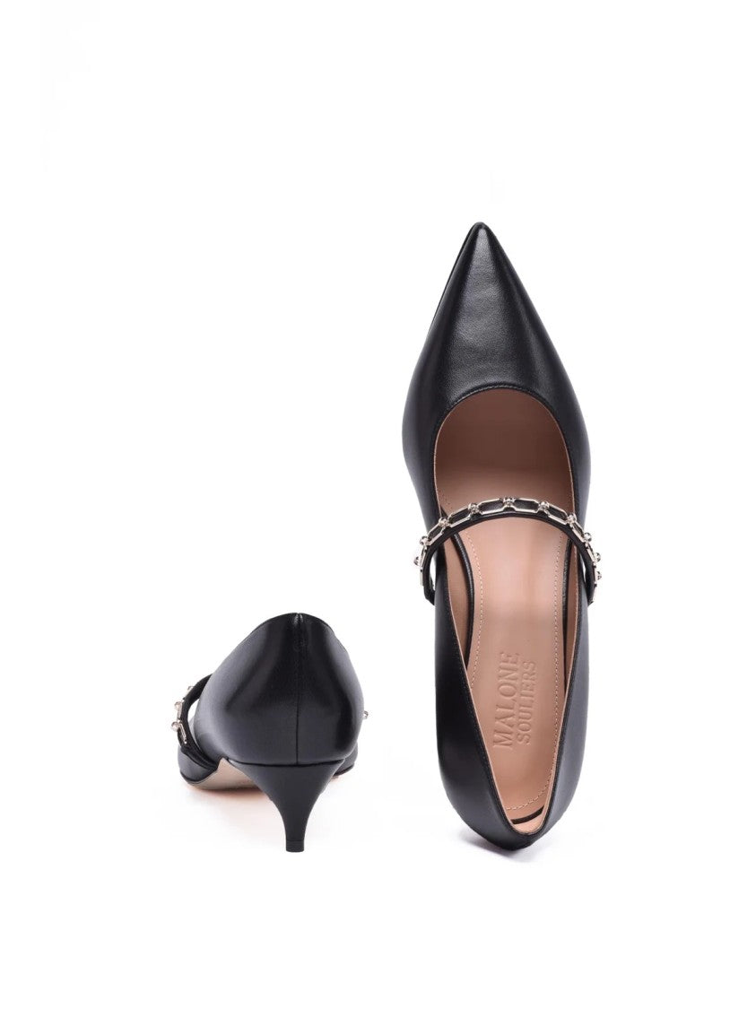 Malone Souliers Black Leather Women's Pumps