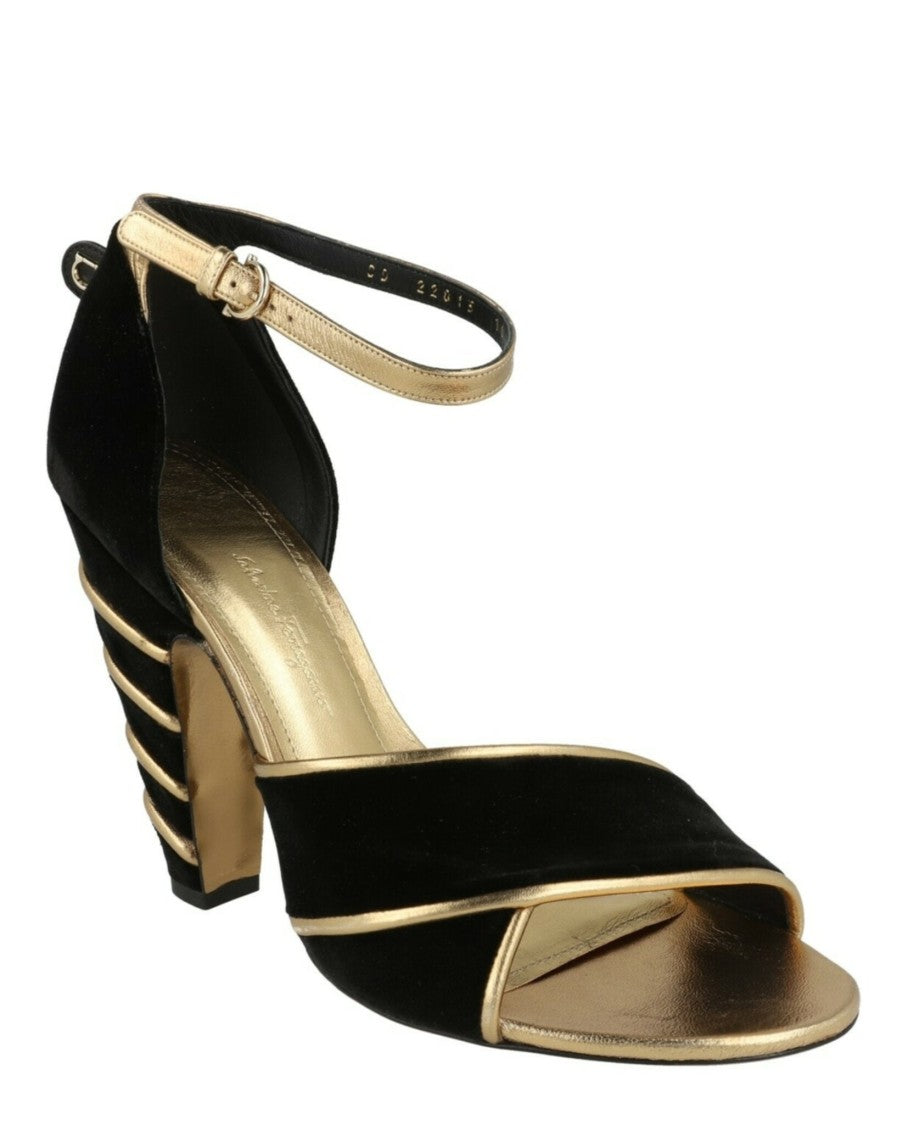 Ferragamo Ether Velvet Heel Sandals
