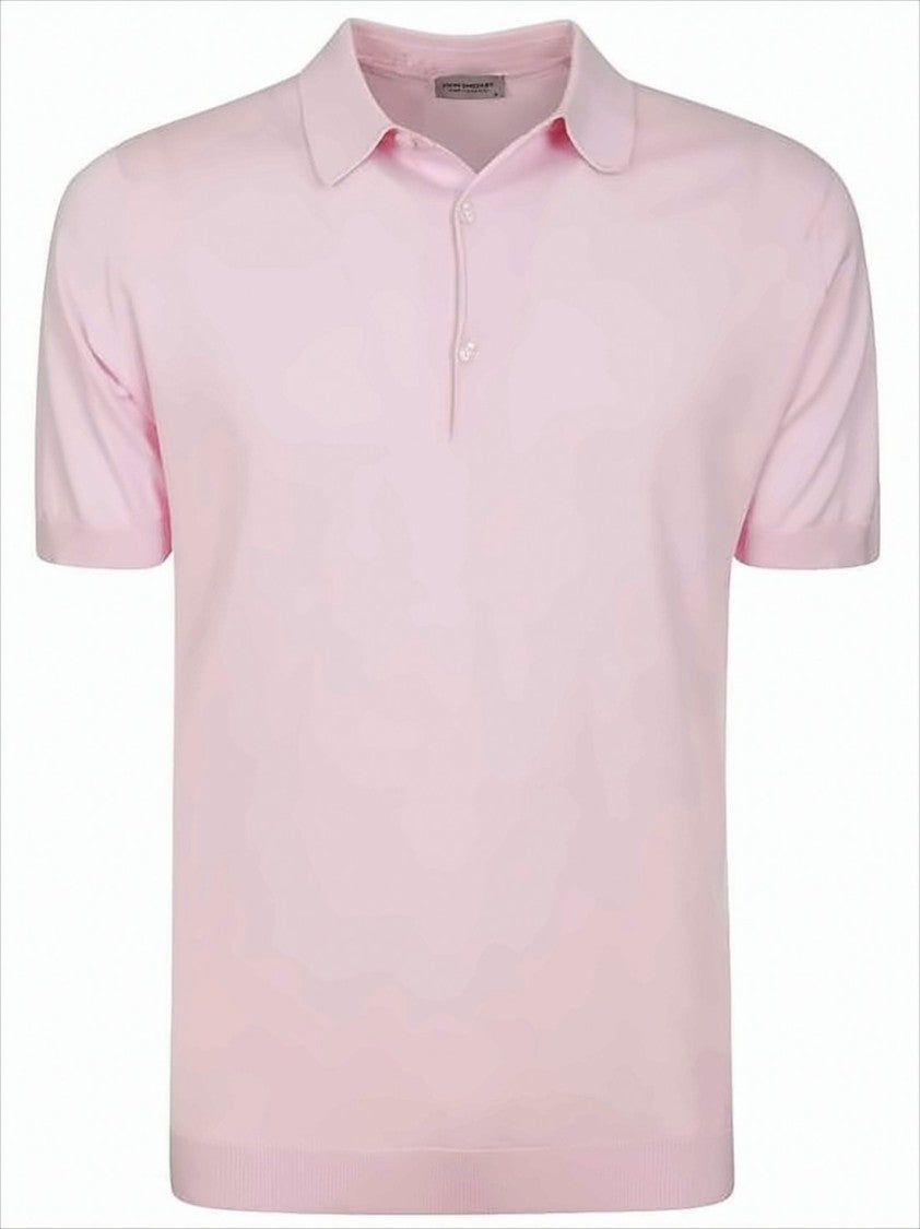 John Smedley Soft Light Pink Short-Sleeve Polo Shirt With Traditional Collar