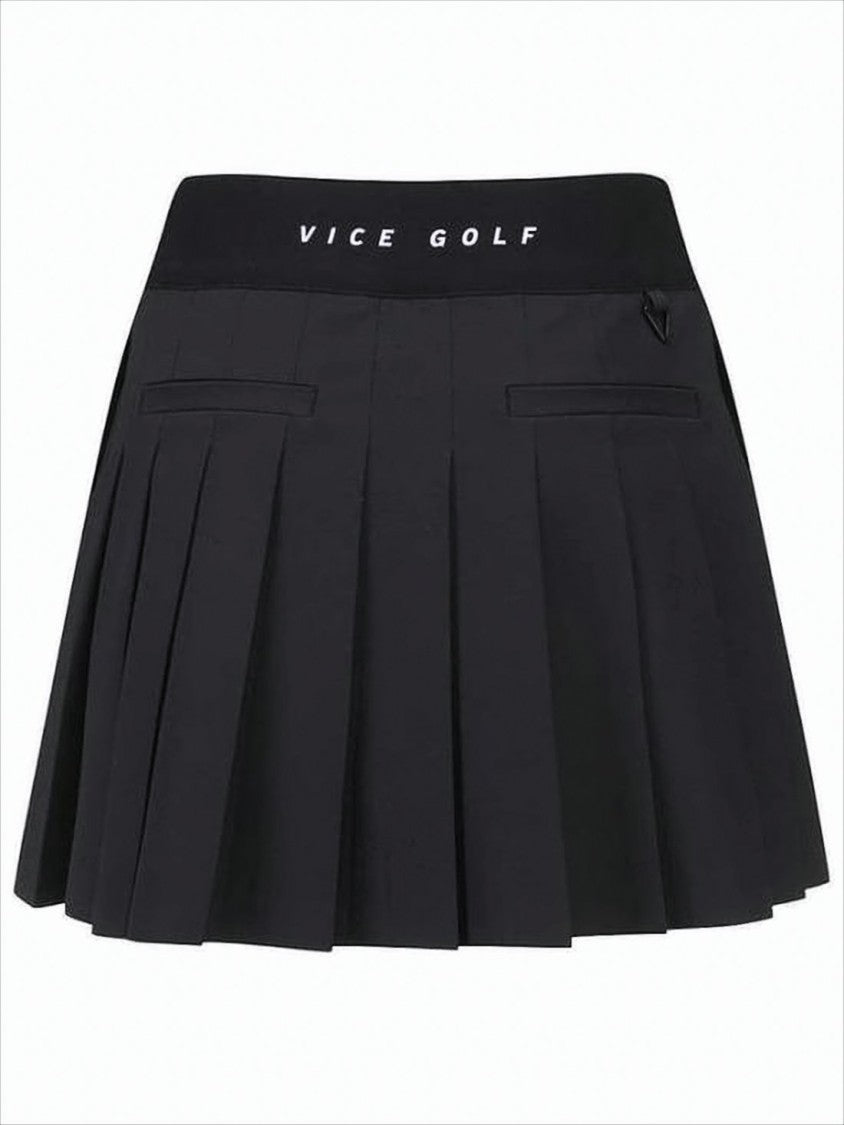 Vice Golf Pleated Black Skirt With Structured Waistband And Discreet Pockets