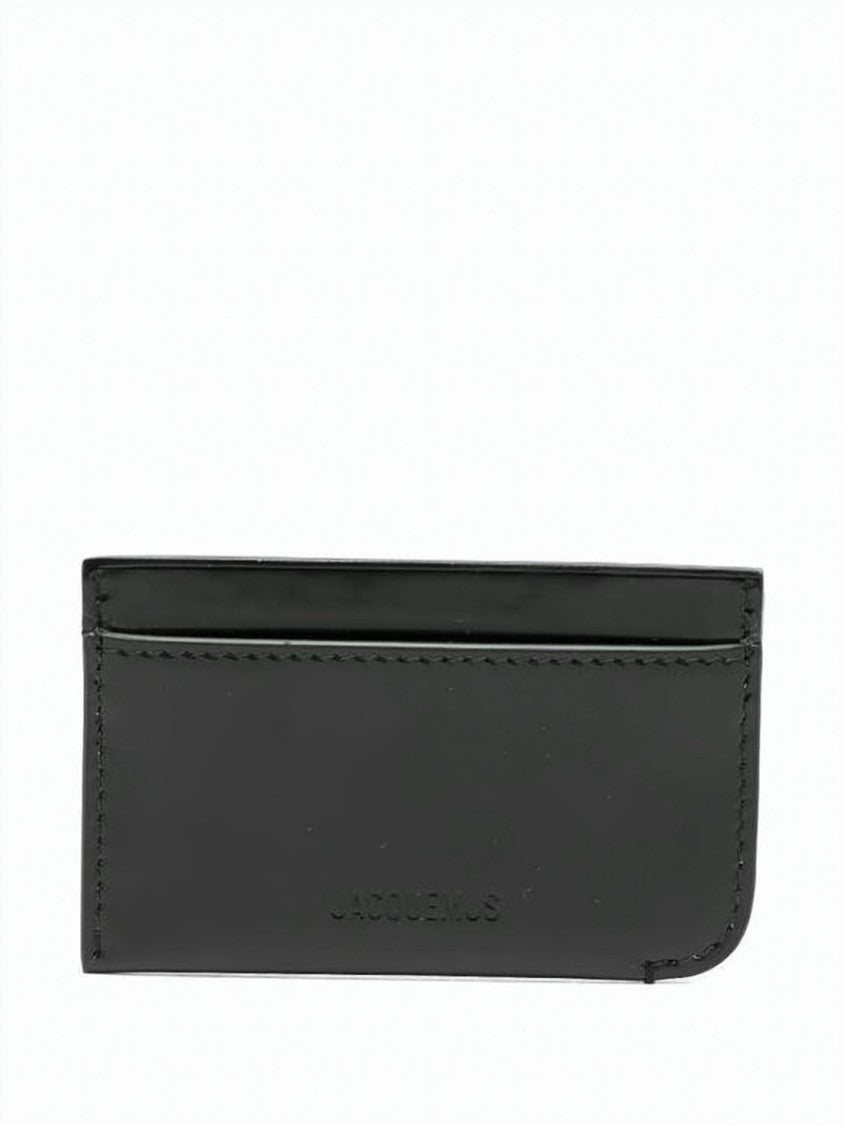 Jacquemus Black Leather Cardholder With Embossed Logo