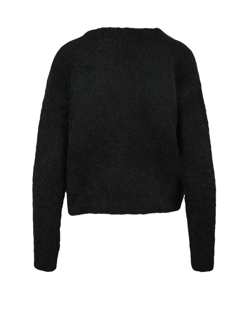 Patrizia Pepe Backless Black Sweater With Twisted Knot And Long Sleeves