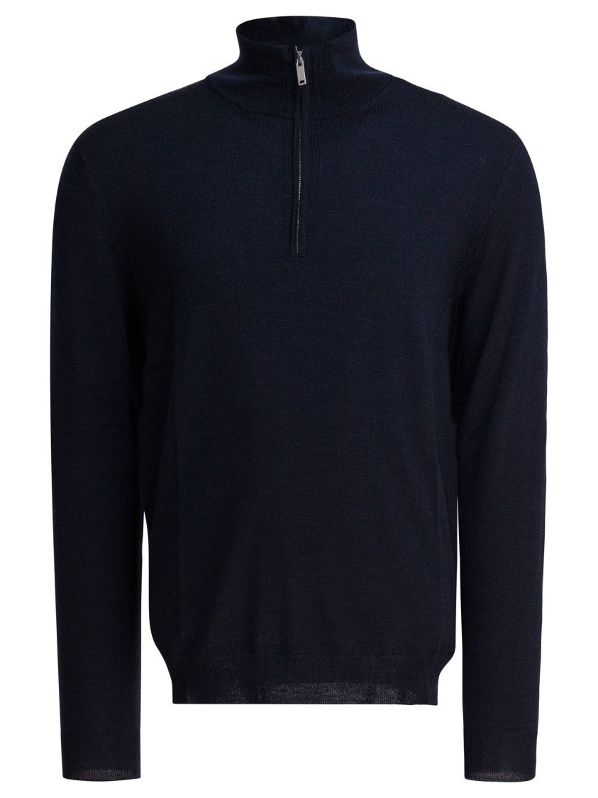Zanone Half-Zip Pullover In Soft Wool-Polyamide Blend