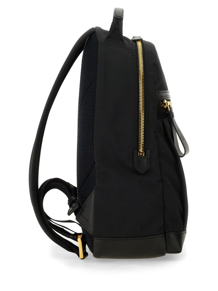 Tom Ford Structured Black Backpack With Iconic Logo