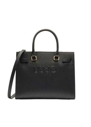Liu Jo Iconic Black Shoulder Bag With Maxi Logo And Versatile Carrying Options