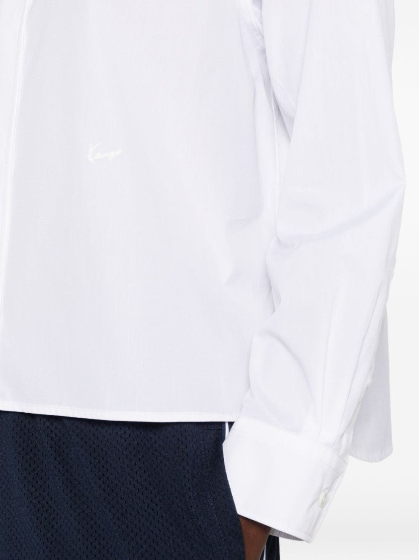 Kenzo White Pointed Collar Button Long Shirt