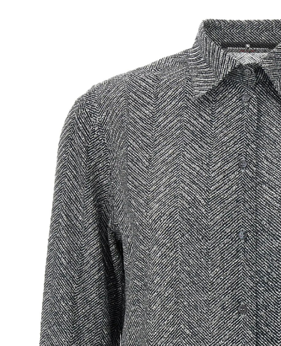 Ermanno Scervino Monochrome Herringbone Pattern Button-Down Shirt