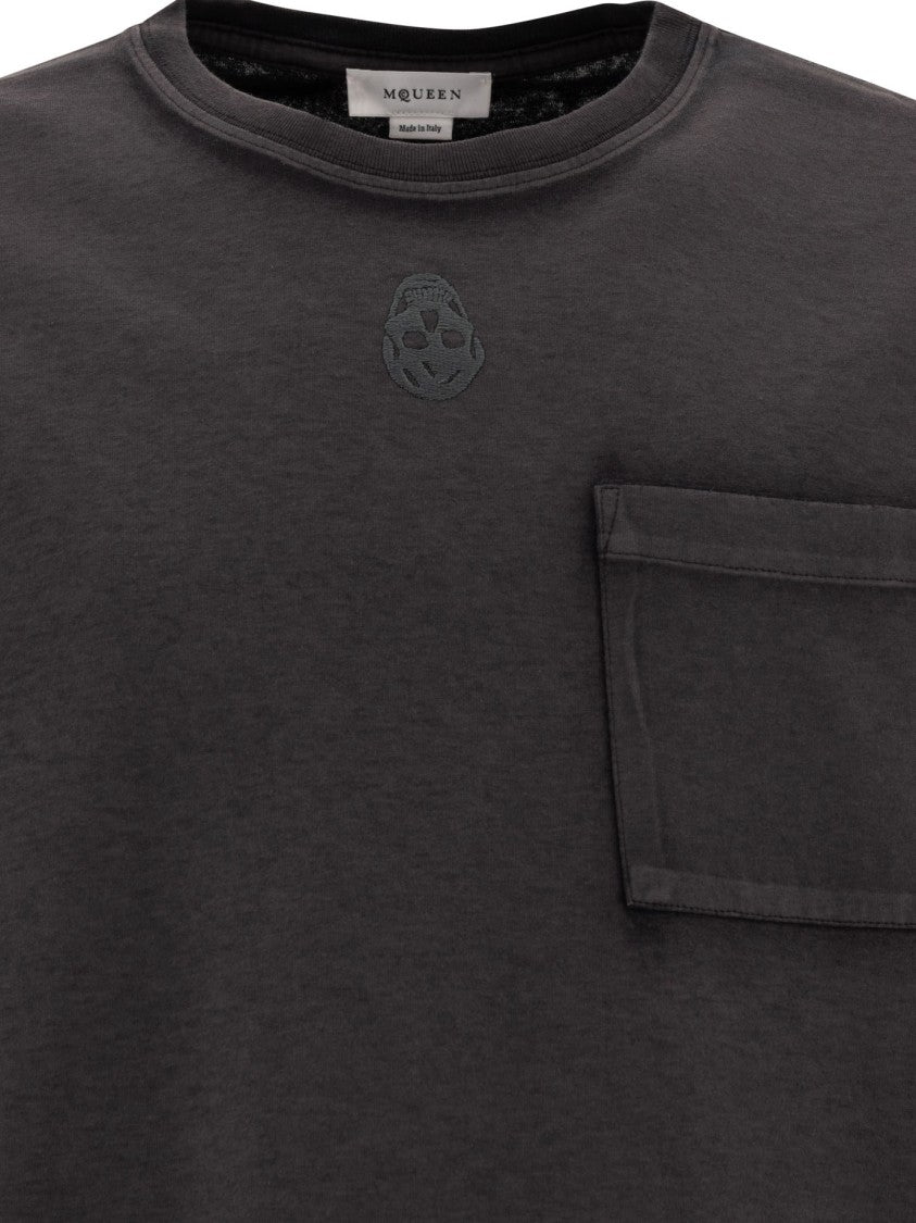Alexander Mcqueen Black T-Shirt With Subtle Tonal Emblem