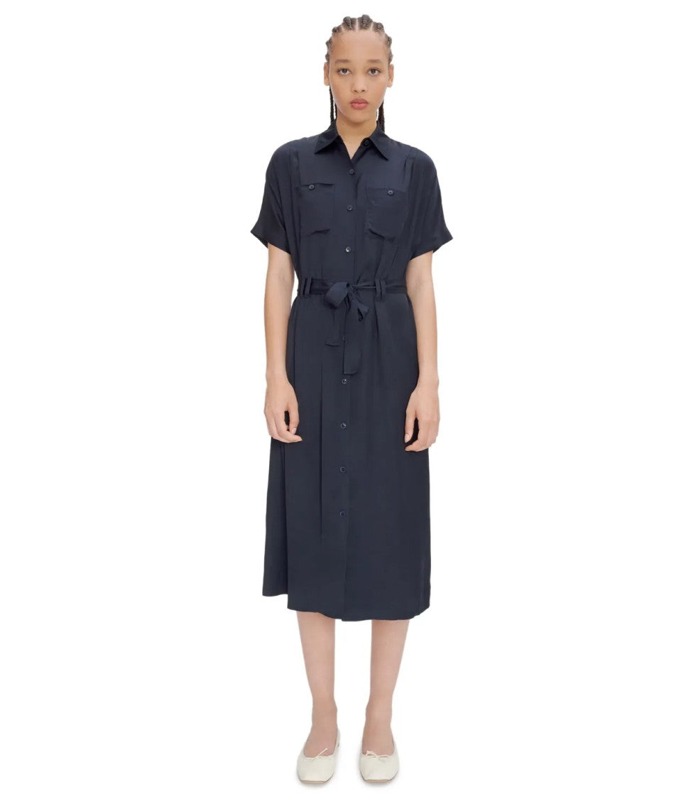 A.P.C. Black Shirt-Dress With Removable Belt And Pockets