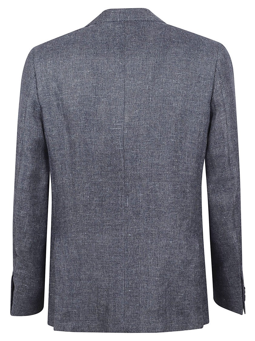 Zegna Tailored Grey Jacket With Textured Linen-Wool Blend And Two-Button Closure