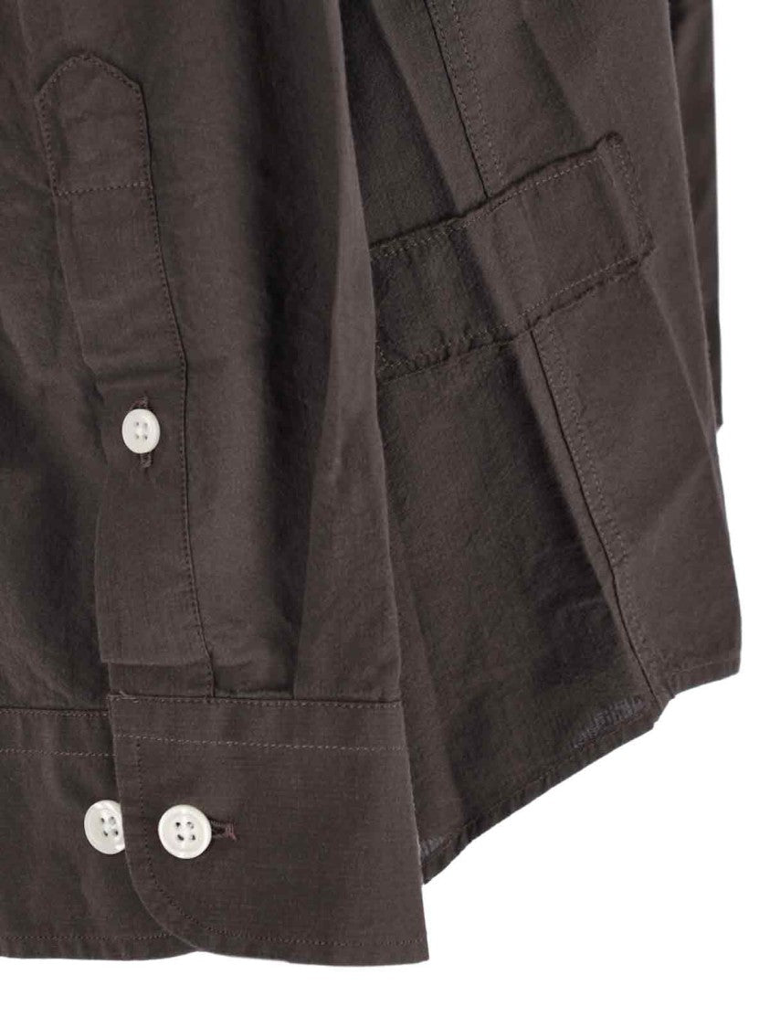 Mfpen Tailored Brown Button-Down Shirt With Clean Design