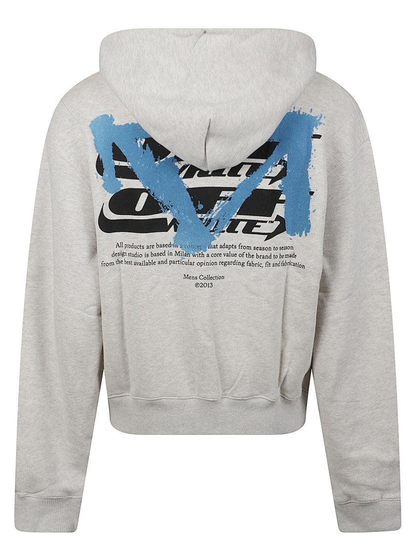 Off-White Blue Half Arrow Full-Zip Cotton Sweatshirt
