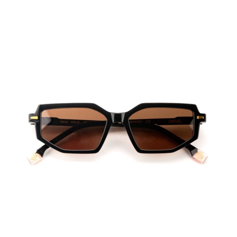 Kyme Dalia Geometric Frame Sunglasses With Subtle Gold Accents