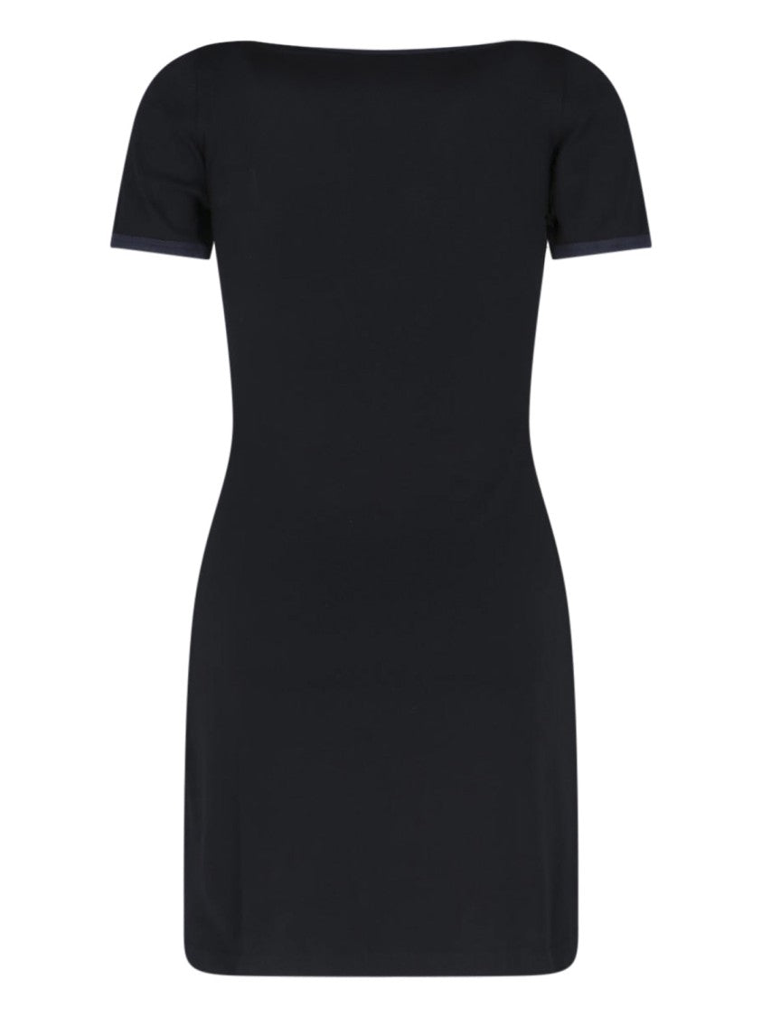 Courrèges Ribbed Black Mini Dress With Blue Accents
