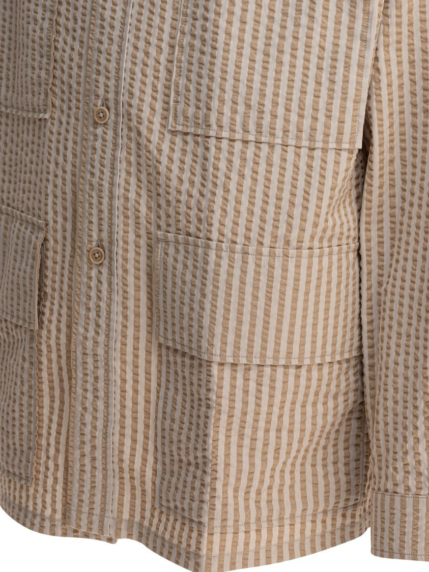 Kaptain Sunshine Silk-Linen Blend Jacket With Vertical Stripes