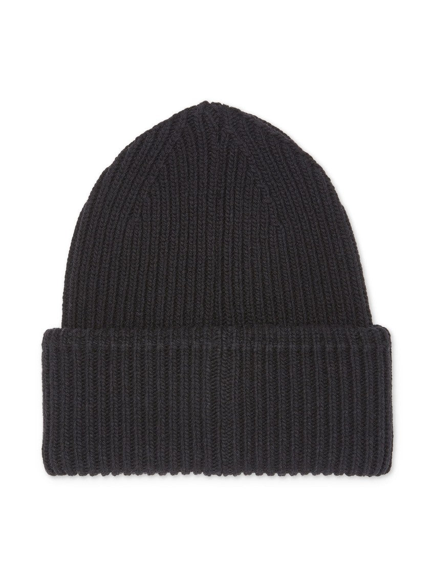 Dsquared2 Ribbed Knit Beanie Hat With Folded Cuff And Iconic Logo