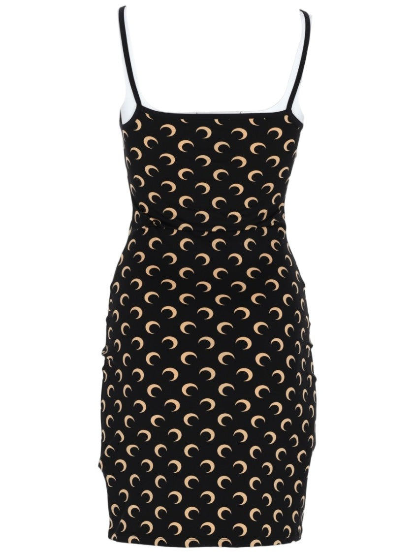 Marine Serre Black Crescent Moon Scoop Neck Dress