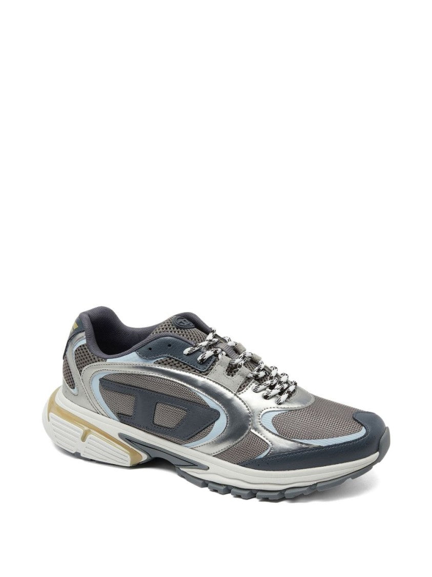 Diesel Grey Mesh Metallic Overlay Lace Sneakers