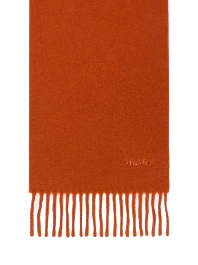 Max Mara Fringed Rectangular Scarf In Warm Burnt Orange
