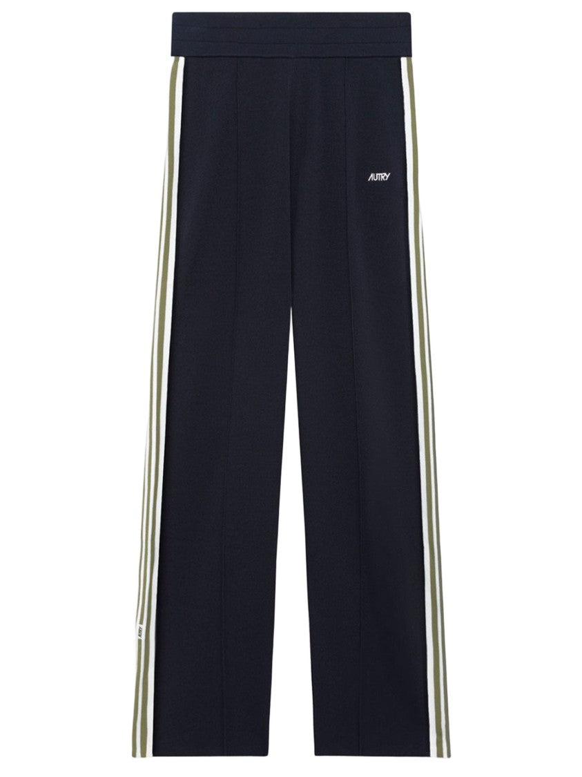 Autry Navy Viscose Blend Stripe Pants
