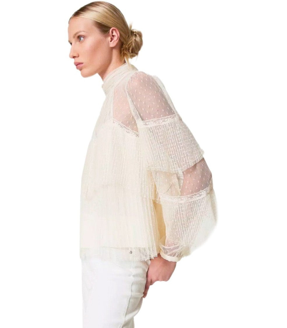 Twin-Set White Pleated Blouse