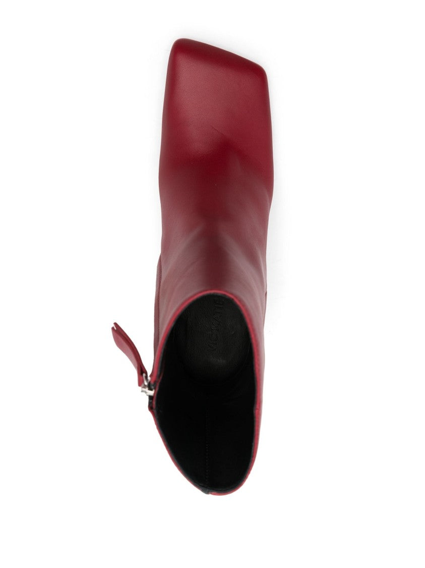 Vic Matié Red Ankle Boots With Mid Block Heel