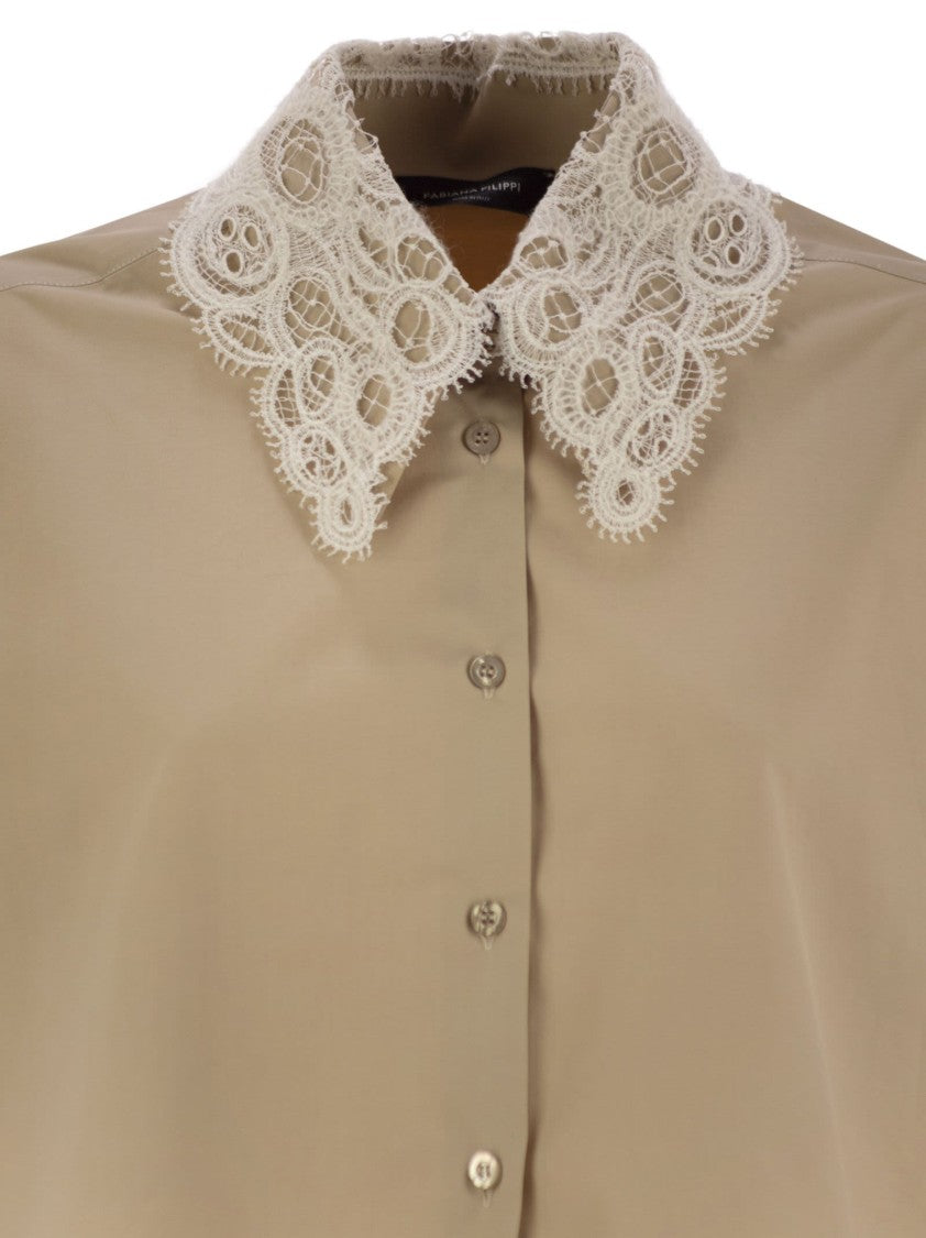 Fabiana Filippi Cropped Shirt With Lace Collar