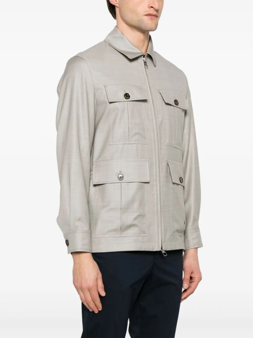 Montecore Structured Wool Jacket With Classic Collar