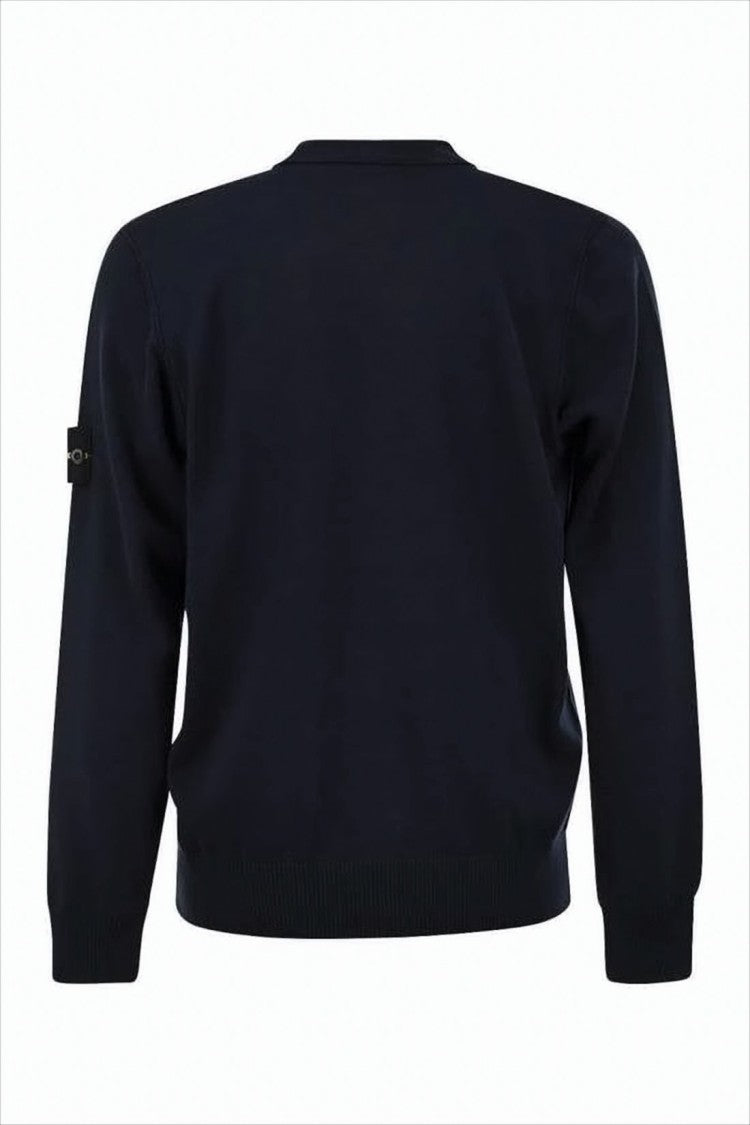 Stone Island V-Neck Cardigan With Button-Down Front And Distinctive Logo