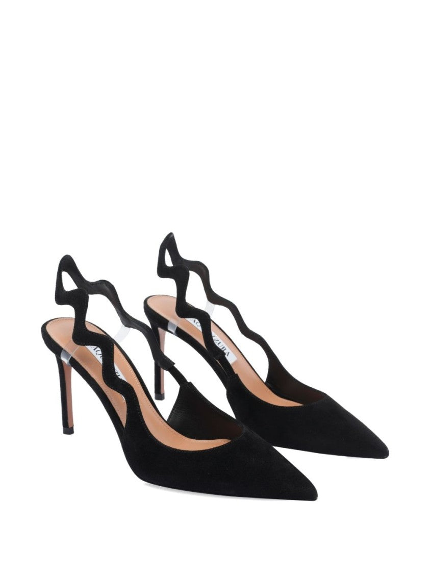 Aquazzura Black Suede Cut Out Stiletto Pumps