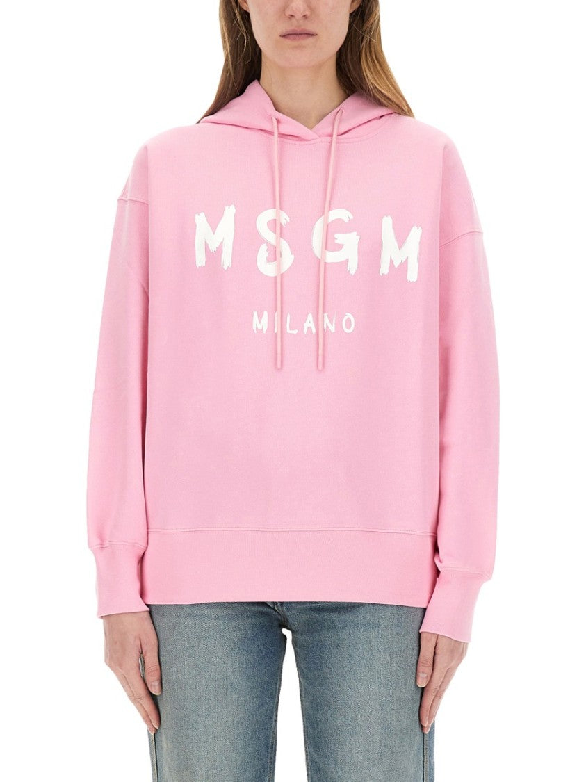 Msgm Relaxed Fit Pink Sweatshirt