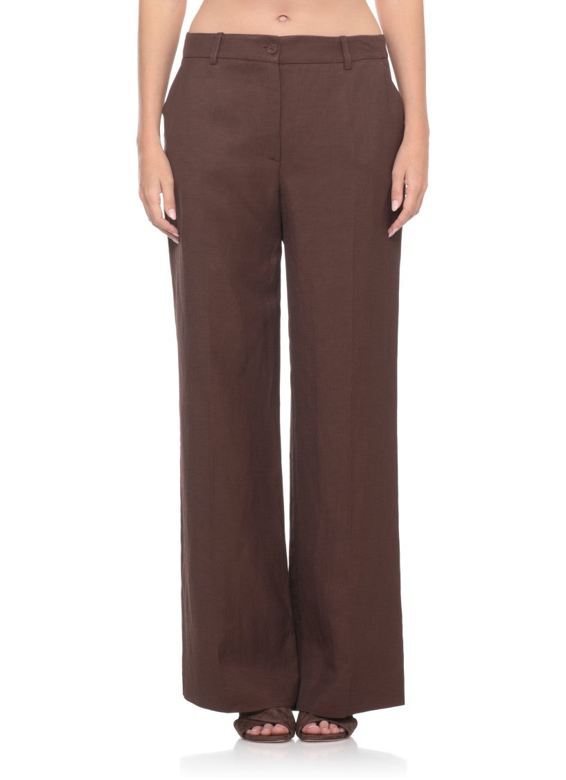 Parosh Brown Raisa26 Linen-Blend Chino Pants