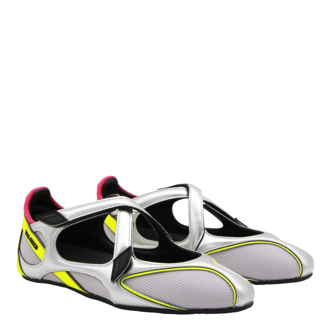 The Attico Low-Profile Silver Sneakers With Neon Accents