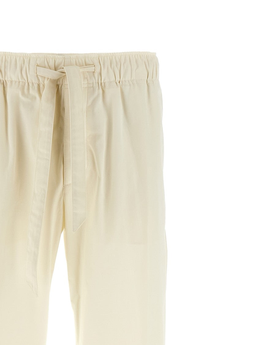 Lanvin Lightweight Cotton Trousers With Adjustable Drawstring And Wide Leg Silhouette