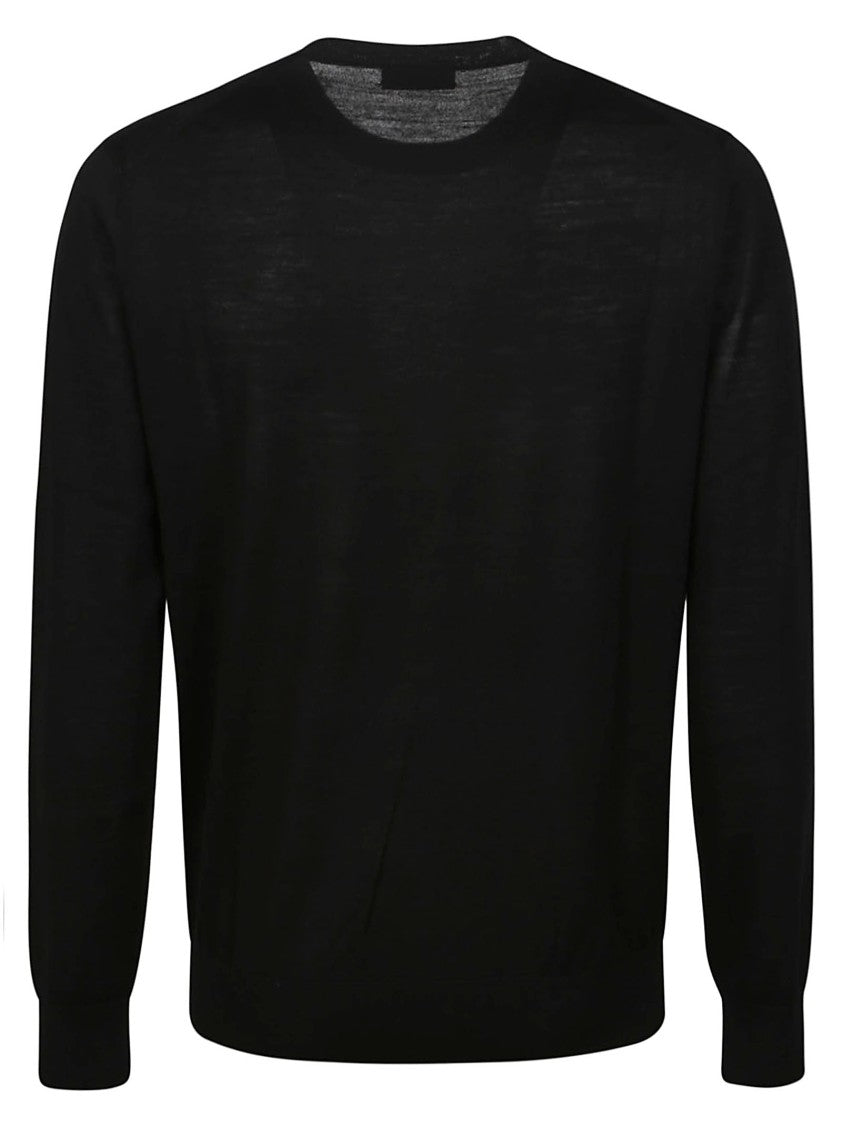 Ballantyne Black Plain Wool Crew Sweater