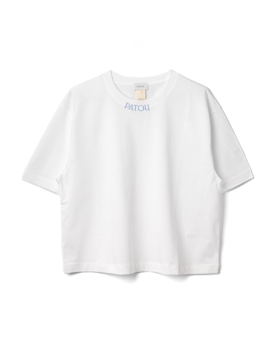 Patou Cropped T-Shirt With Embroidered Collar