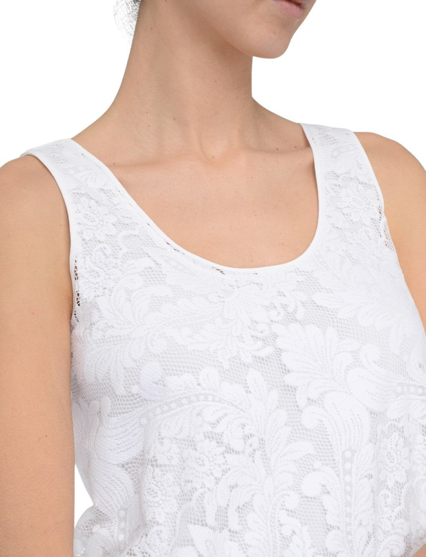 Max Mara Intricate Floral Lace Sleeveless Top