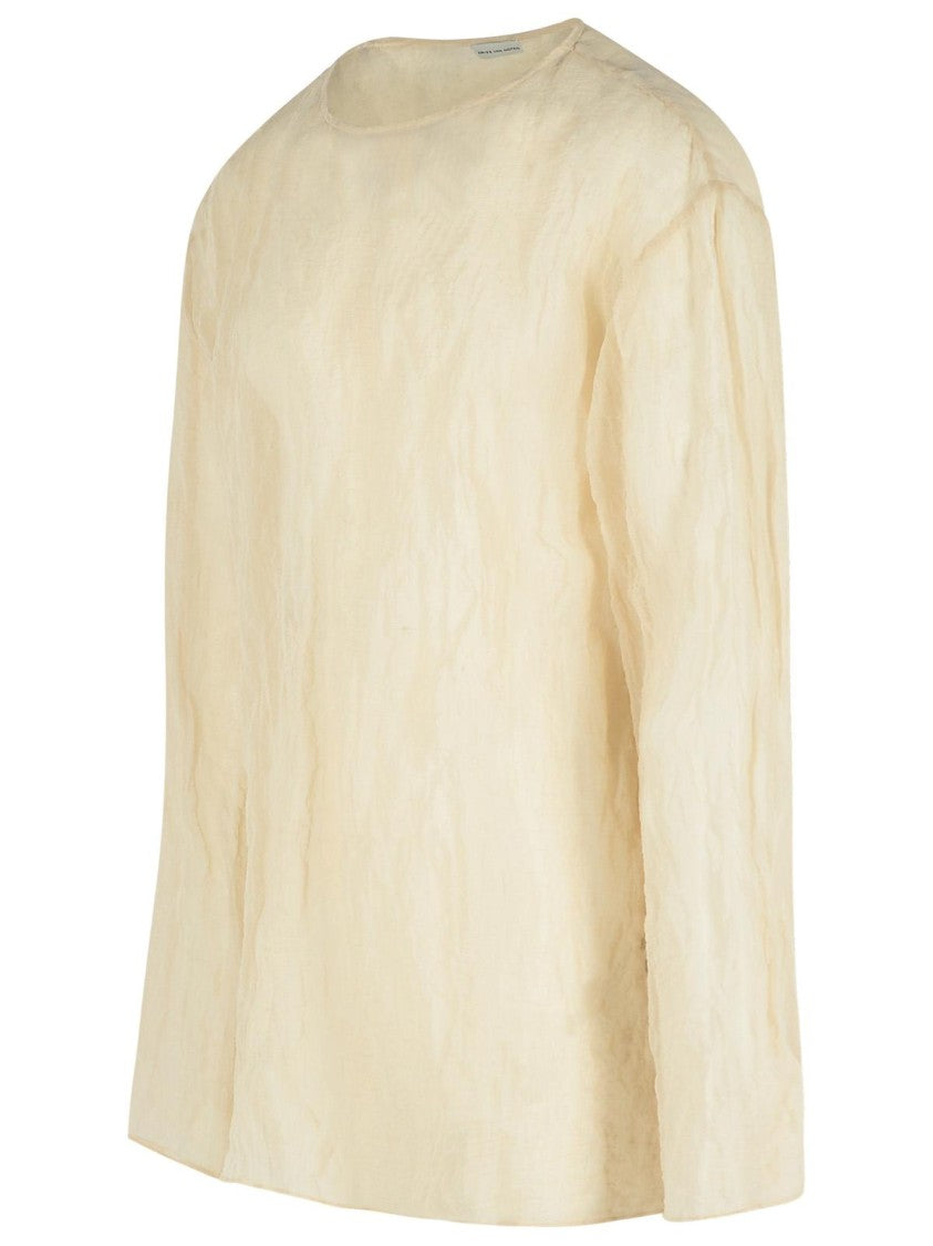 Dries Van Noten Hen Ivory Cotton T-Shirt