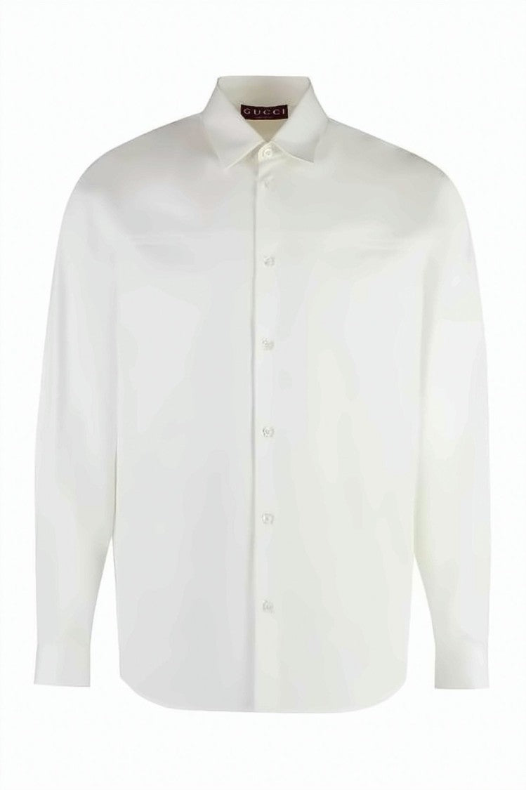 Gucci Long-Sleeve Minimalist Shirt With Classic Collar And Subtle Details