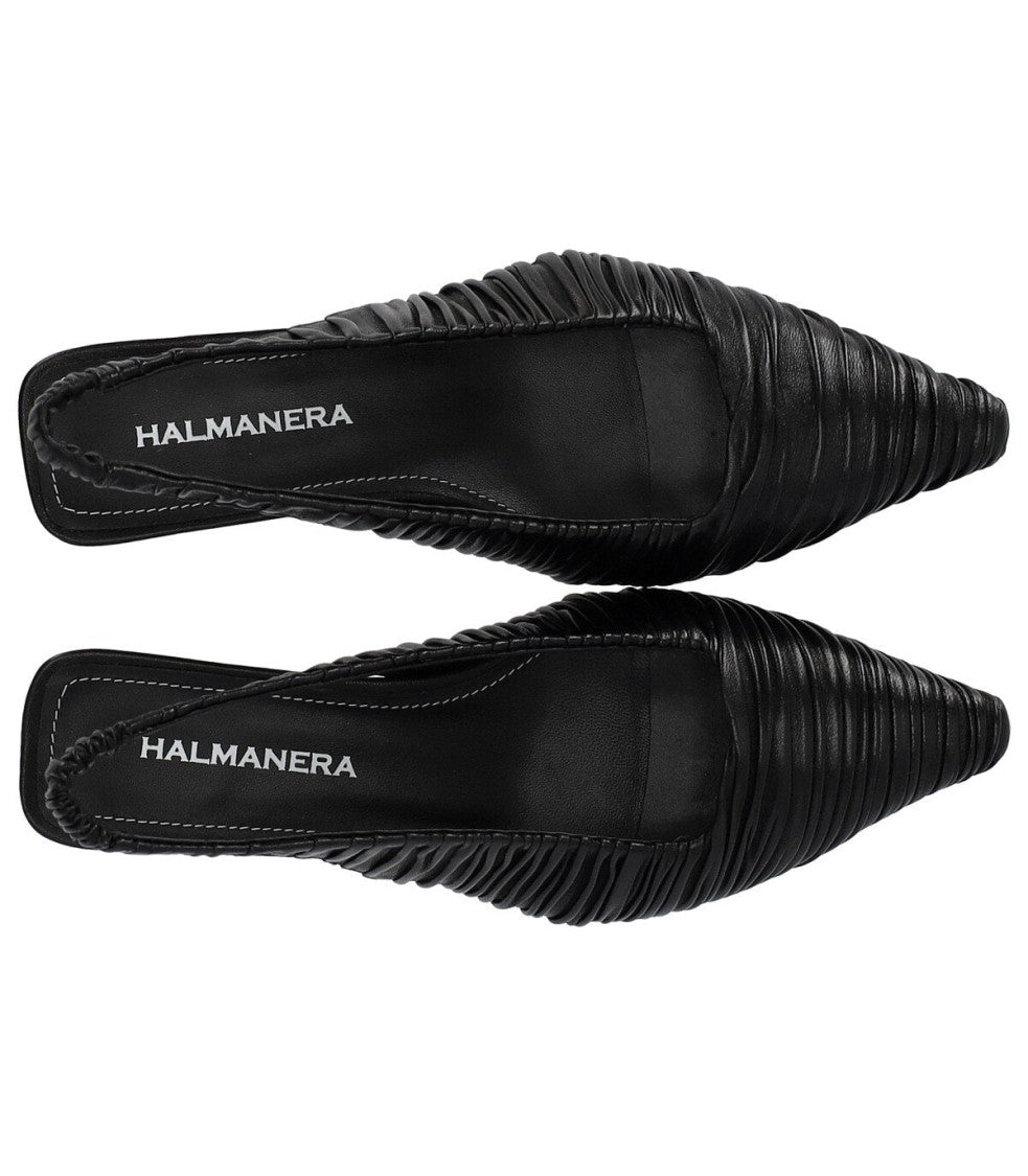 Halmanera Fold Black Slingback Ballet Flat Shoe