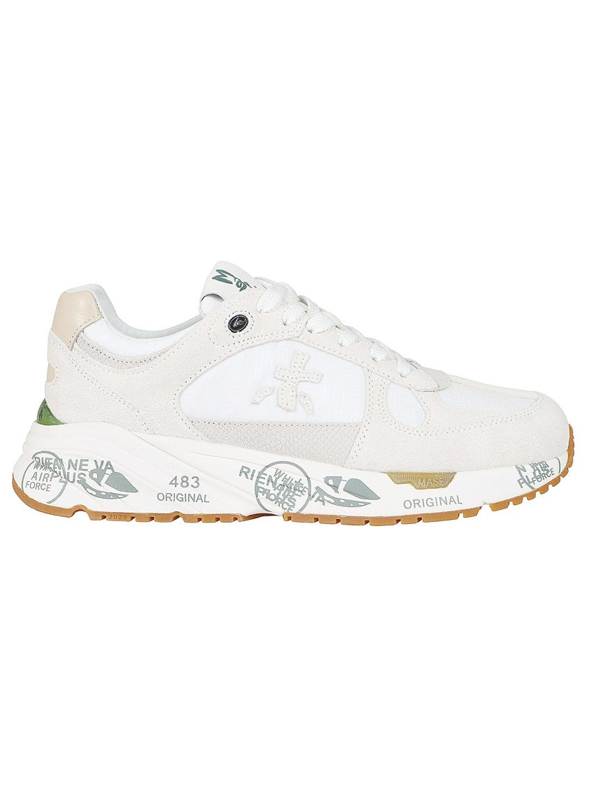 Premiata White Nylon And Suede Sneakers