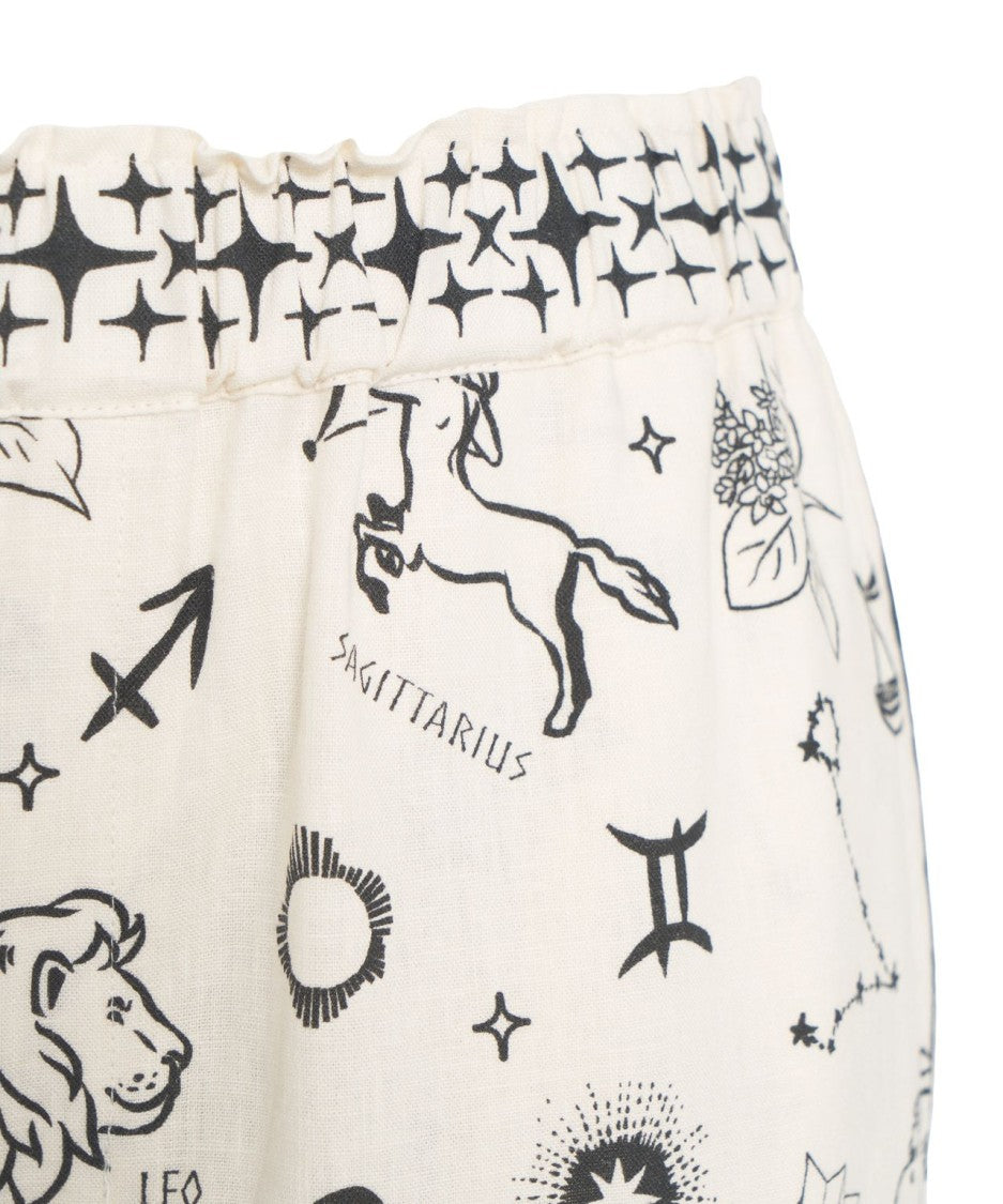 Me369 Wide Leg Bermuda Shorts With Celestial Print