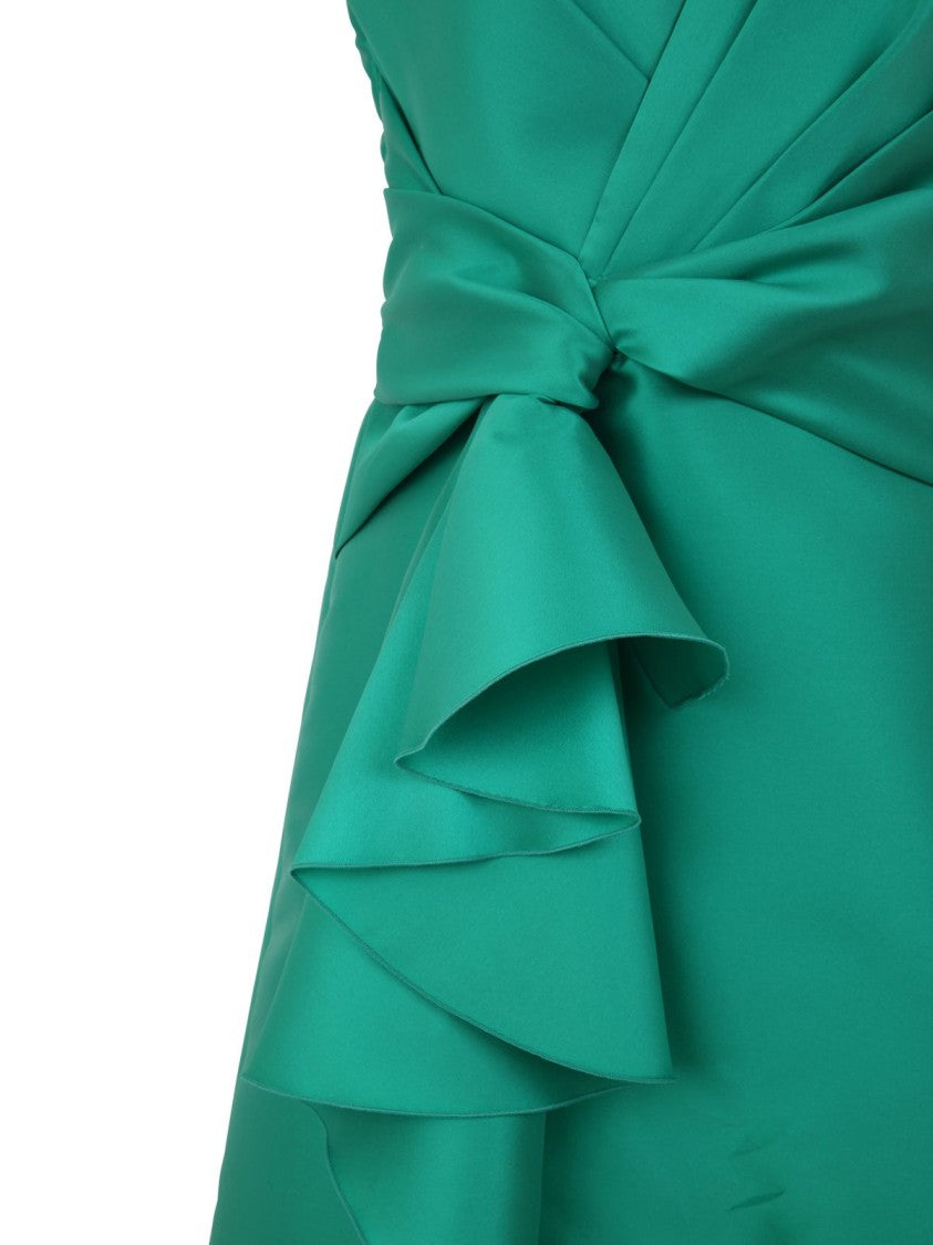 Alberta Ferretti Aqua Green Mini Dress Draped V-Neckline