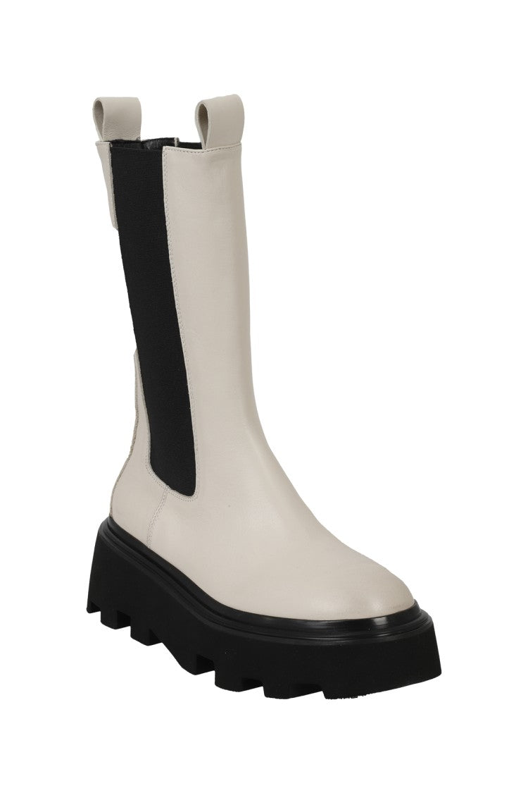 Elena Iachi High White Leather Boots