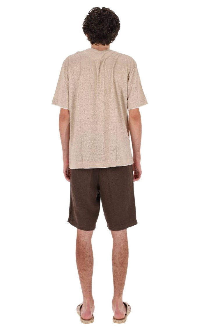 Eleventy High Neck Linen Jersey T-Shirt