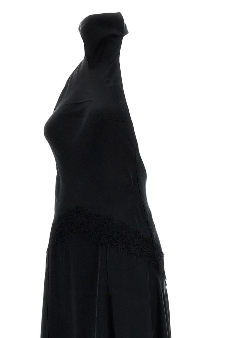 The Andamane Black Satin Tish Lingerie Maxi Dress