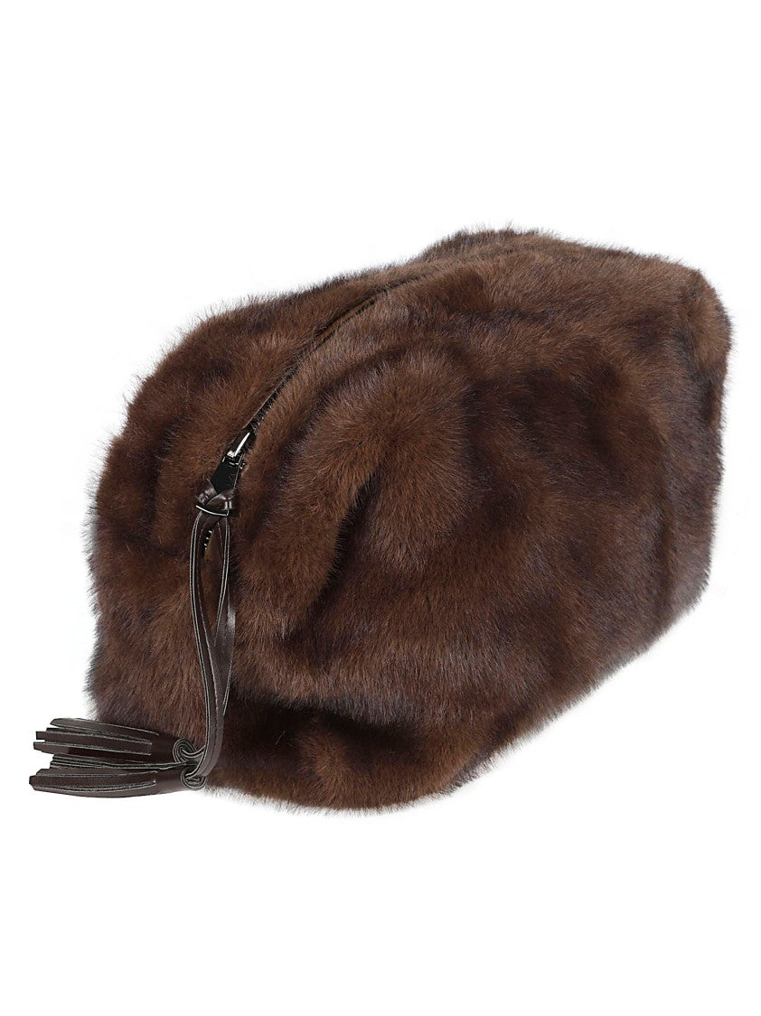 P.A.R.O.S.H. Plush Faux Fur Pochette Bag With Tassel Detail