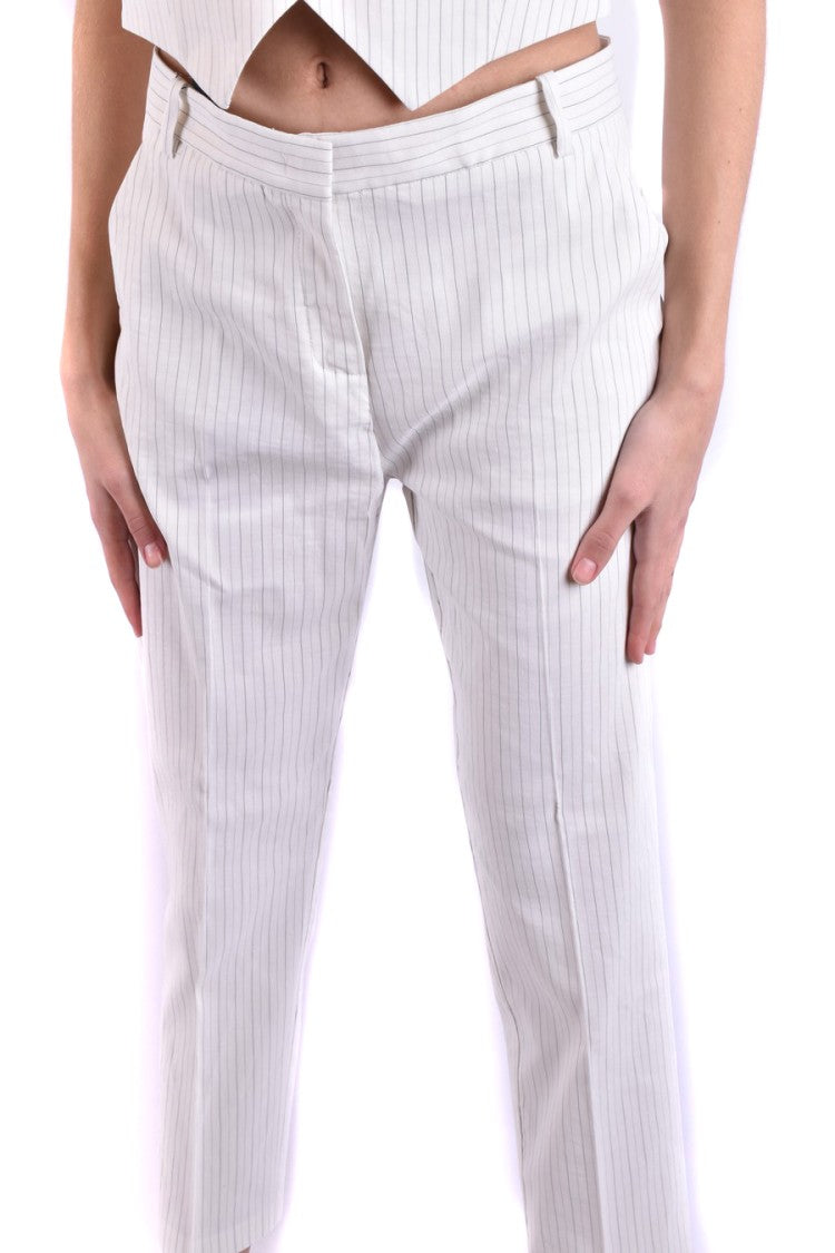 Pinko Cropped Tailored Trousers With Vertical Pinstripes