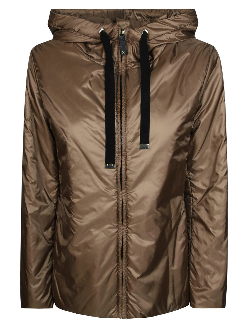 Max Mara Brown Greenh Hooded Lightweight Jacket